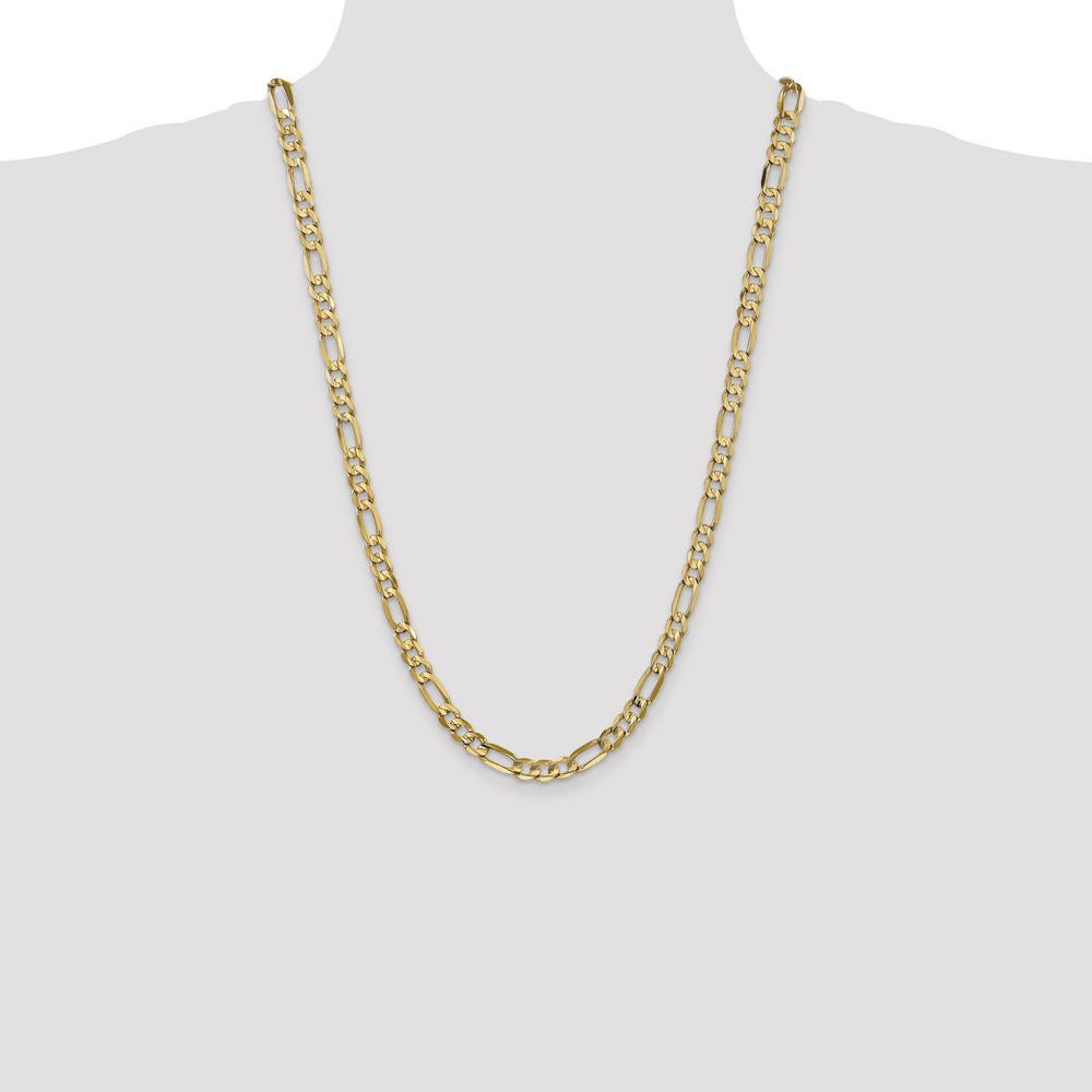 10K Yellow Gold 6mm Concave Open Figaro Chain Necklace - 26" Long