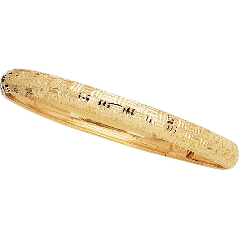 10K Yellow Gold 6mm Diamond Cut Bangle Bracelet - 7" by Orozza Fine Jewelry