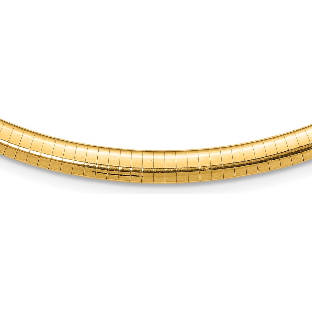 10K Yellow Gold 6mm Domed Omega Necklace - Elegant and Minimalist Design