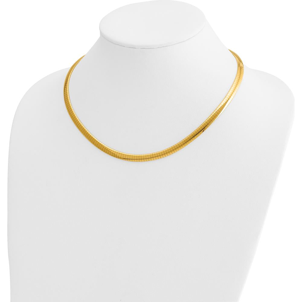 10K Yellow Gold 6mm Domed Omega Necklace - Elegant and Minimalist Design