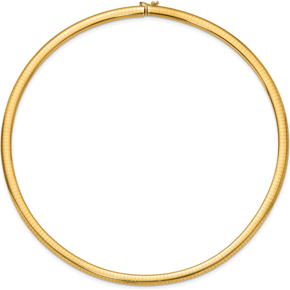 10K Yellow Gold 6mm Domed Omega Necklace - Elegant and Minimalist Design