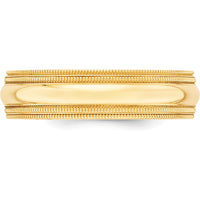 10K Yellow Gold 6mm Double Milgrain Comfort Fit Wedding Band - Size 12.5