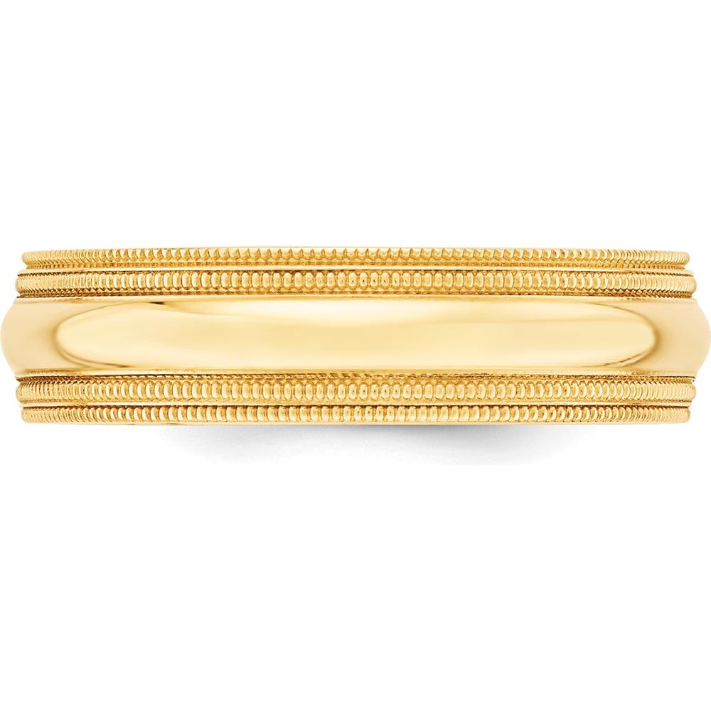 10K Yellow Gold 6mm Double Milgrain Comfort Fit Wedding Band - Size 12.5