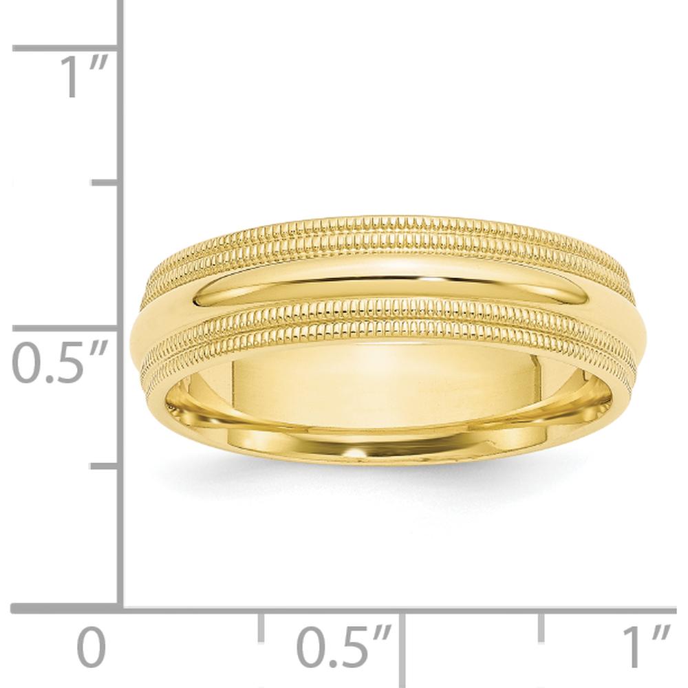 10K Yellow Gold 6mm Double Milgrain Comfort Fit Wedding Band - Size 12.5