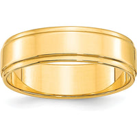 10K Yellow Gold 6mm Flat Wedding Band with Step Edge - Size 9.5