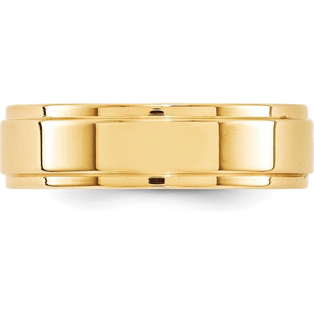 10K Yellow Gold 6mm Flat Wedding Band with Step Edge - Size 9.5