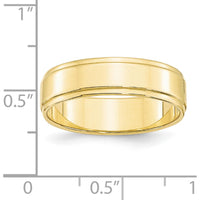 10K Yellow Gold 6mm Flat Wedding Band with Step Edge - Size 9.5