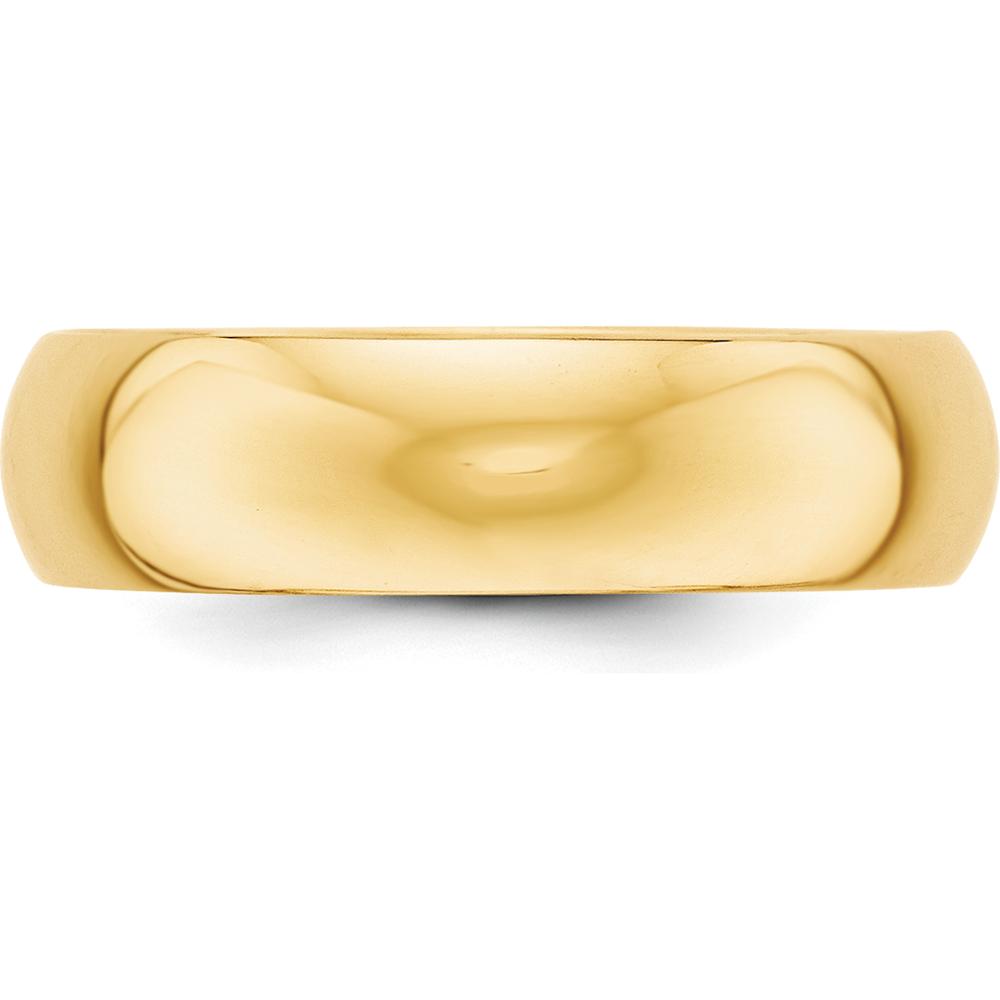 10K Yellow Gold 6mm Half Round Wedding Band Size 7.5