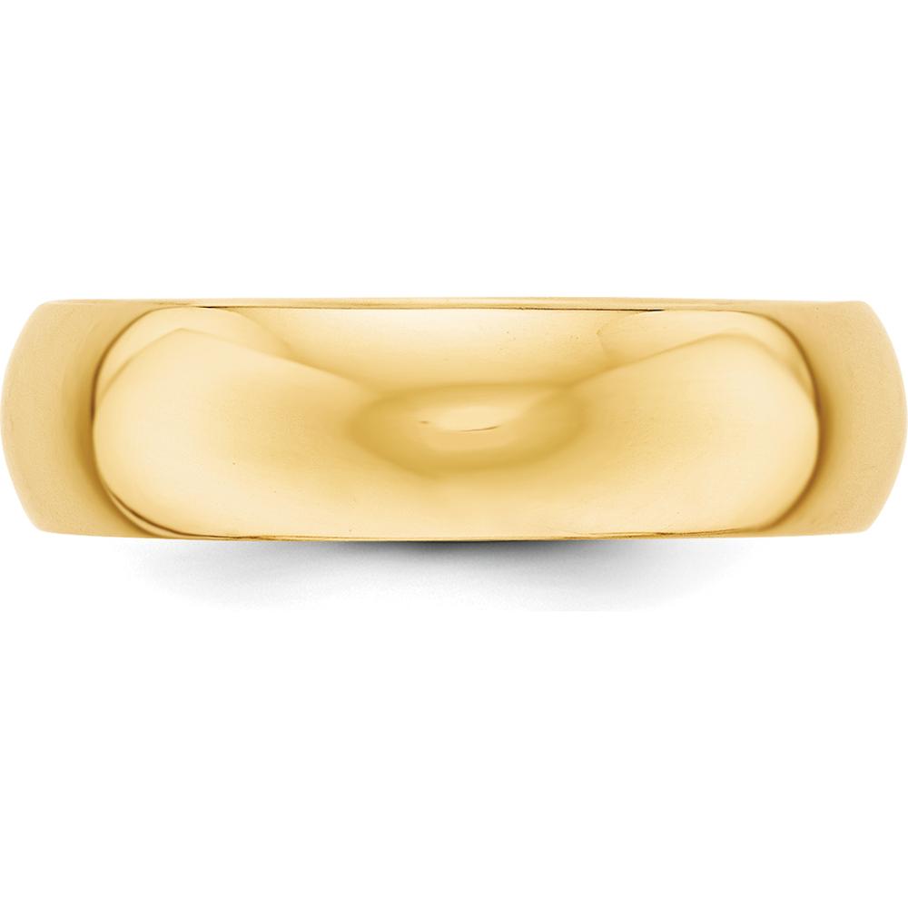 10K Yellow Gold 6mm Half Round Wedding Band Size 7.5