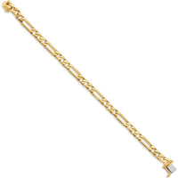 10K Yellow Gold 6mm Hand-Polished Fancy Link Chain Bracelet - 9"