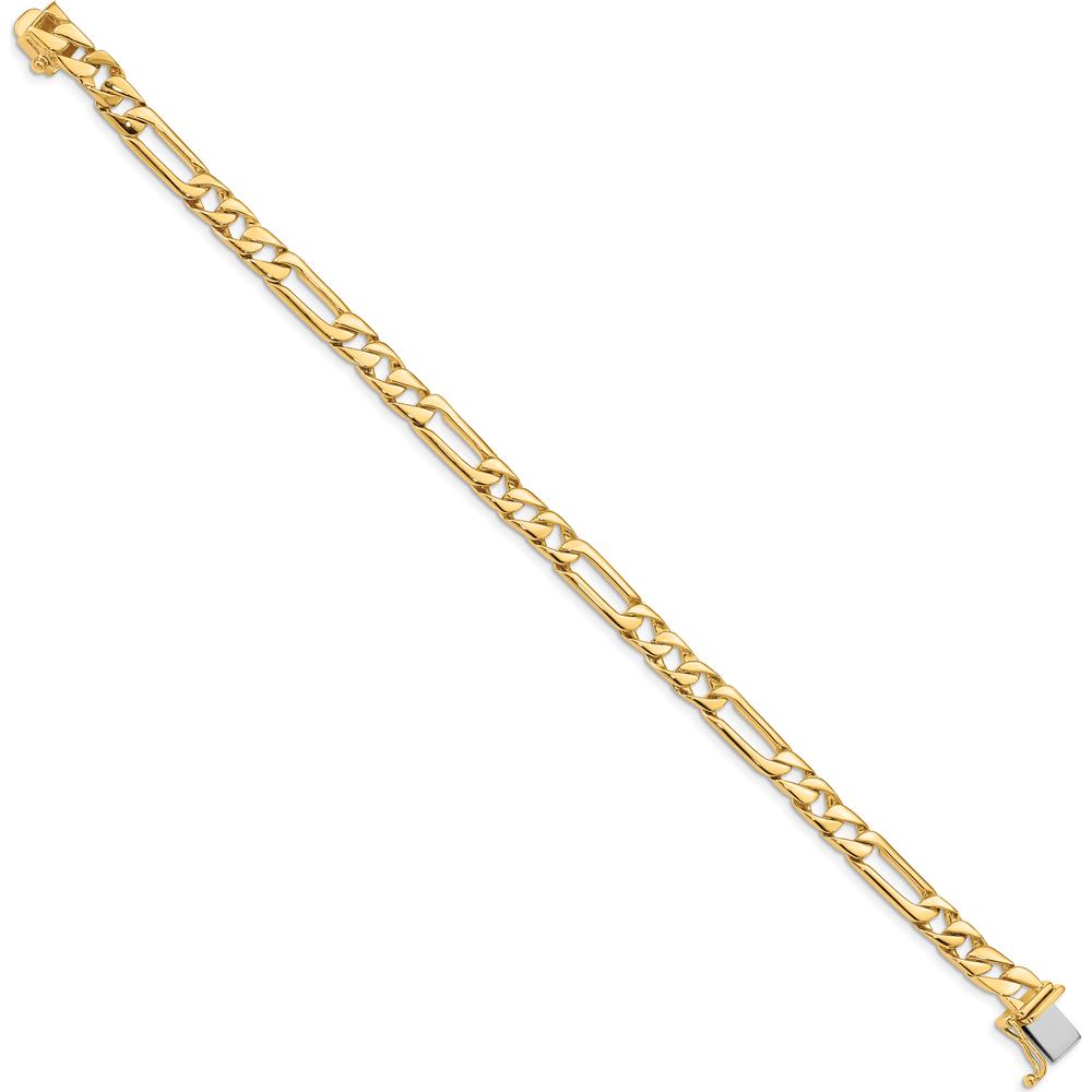10K Yellow Gold 6mm Hand-Polished Fancy Link Chain Bracelet - 9"