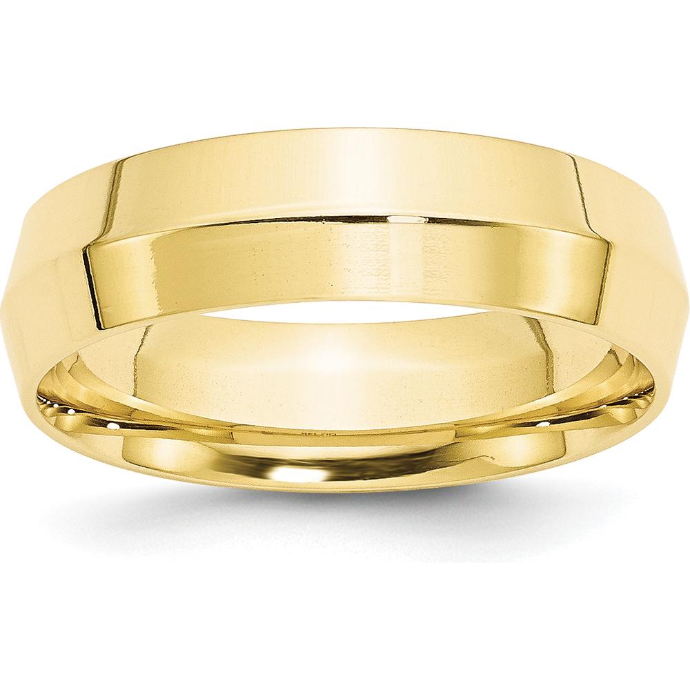 10K Yellow Gold 6mm Knife Edge Comfort Fit Wedding Band - Size 11