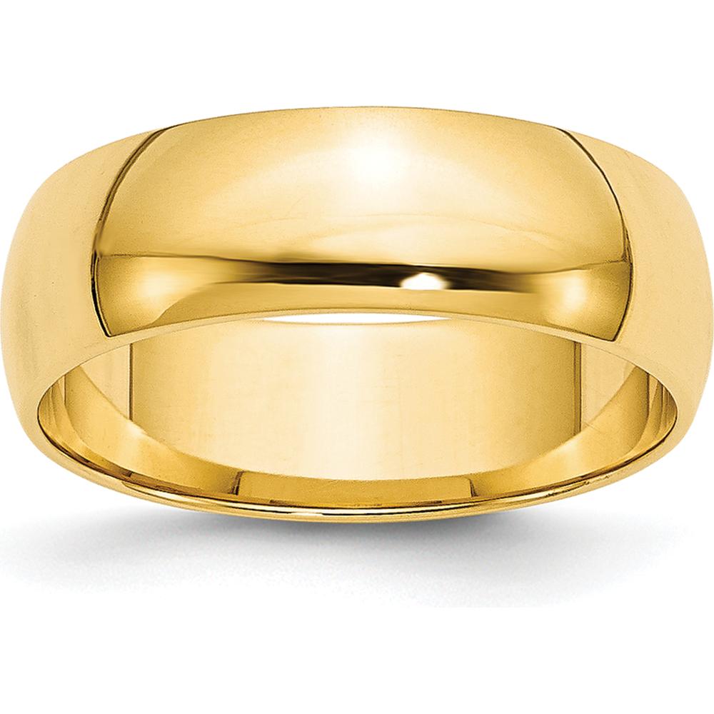10K Yellow Gold 6mm Lightweight Half Round Wedding Band - Size 12