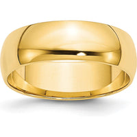 10K Yellow Gold 6mm Lightweight Half Round Wedding Band Size 8