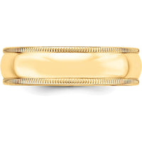 10K Yellow Gold 6mm Milgrain Half Round Wedding Band - Size 10