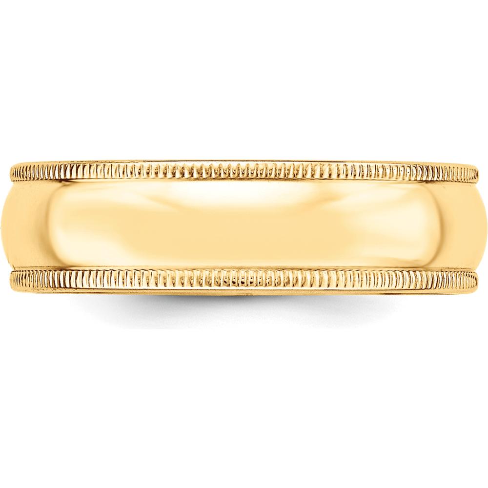 10K Yellow Gold 6mm Milgrain Half Round Wedding Band - Size 10