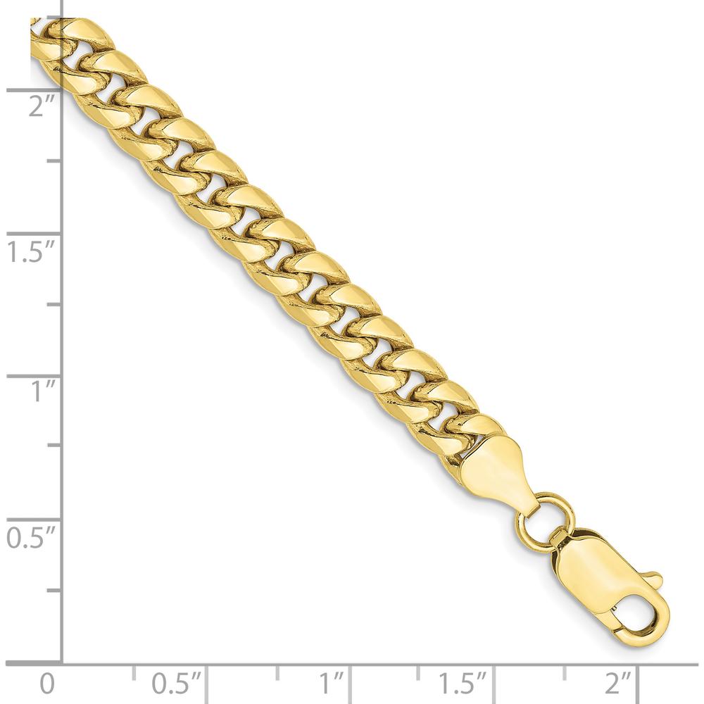 10K Yellow Gold 6mm Semi-Solid Miami Cuban Chain Bracelet - 8"