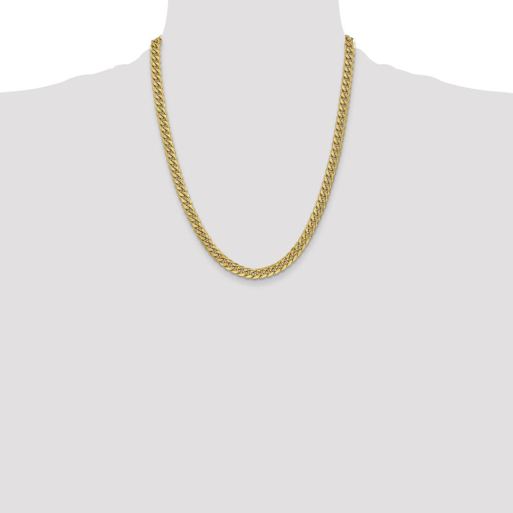 10K Yellow Gold 6mm Semi-Solid Miami Cuban Chain Necklace - 22" Length