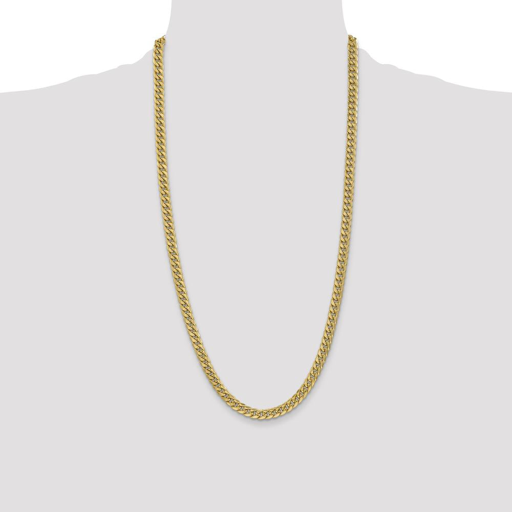 10K Yellow Gold 6mm Semi-Solid Miami Cuban Chain Necklace - 28"