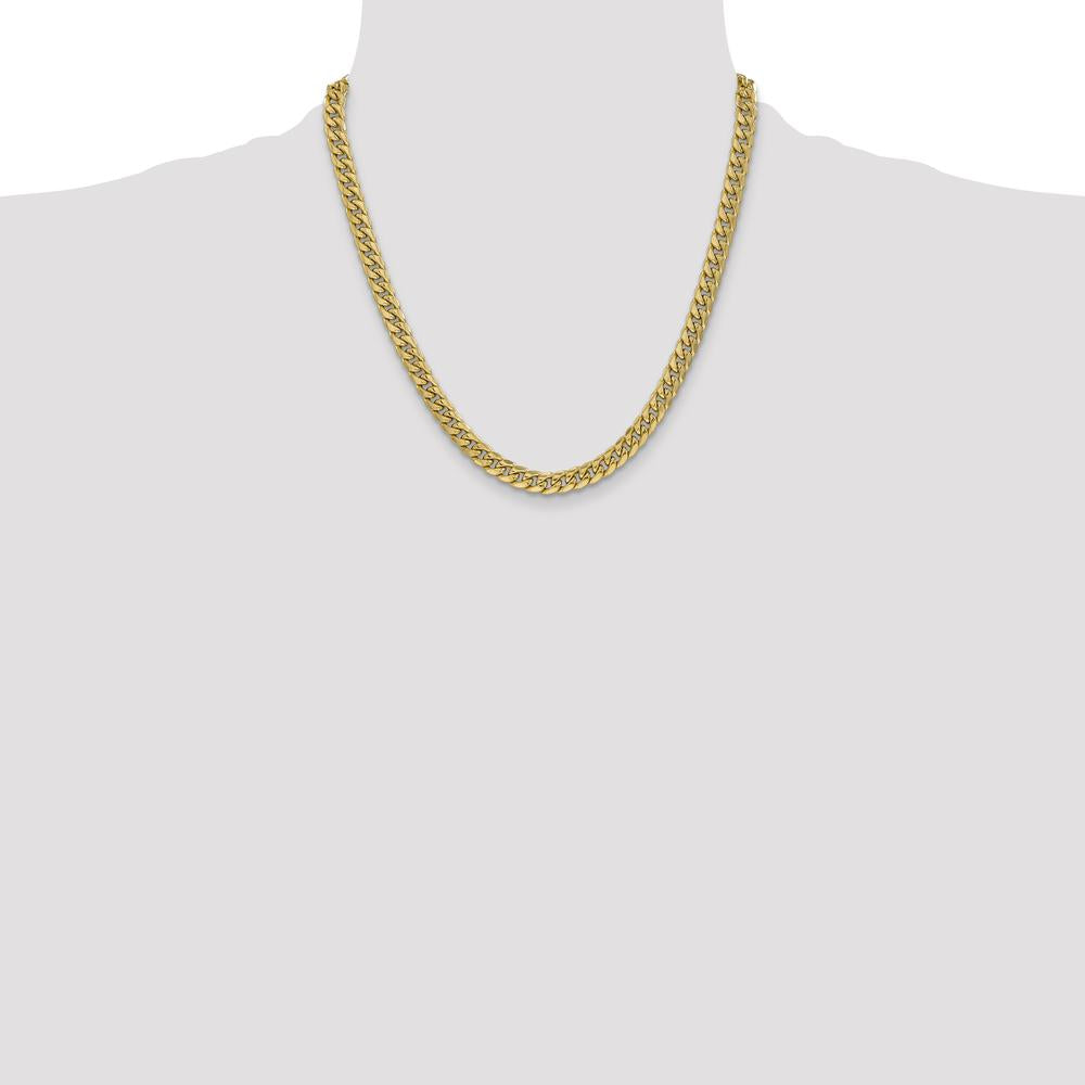 10K Yellow Gold 6mm Semi-Solid Miami Cuban Chain Necklace with Lobster Clasp