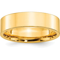 10K Yellow Gold 6mm Standard Weight Flat Comfort Fit Wedding Band - Size 7