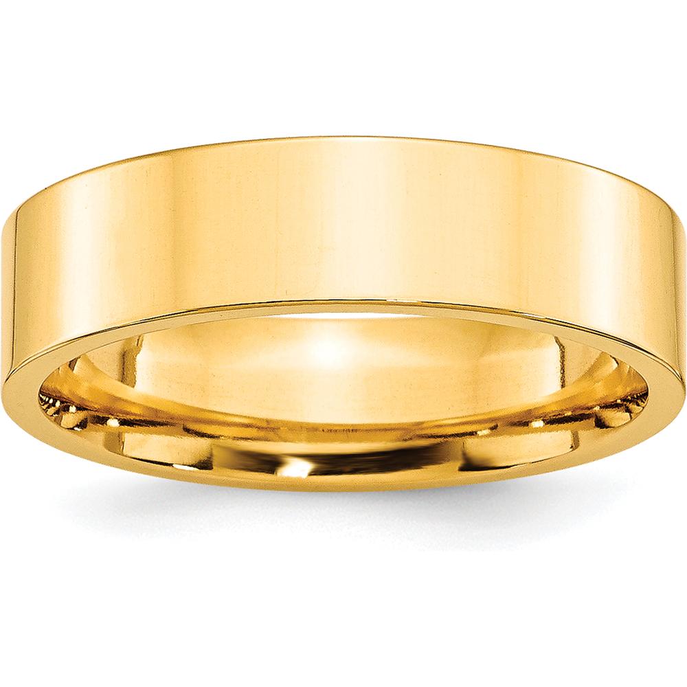 10K Yellow Gold 6mm Standard Weight Flat Comfort Fit Wedding Band - Size 7
