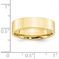 10K Yellow Gold 6mm Standard Weight Flat Comfort Fit Wedding Band - Size 7