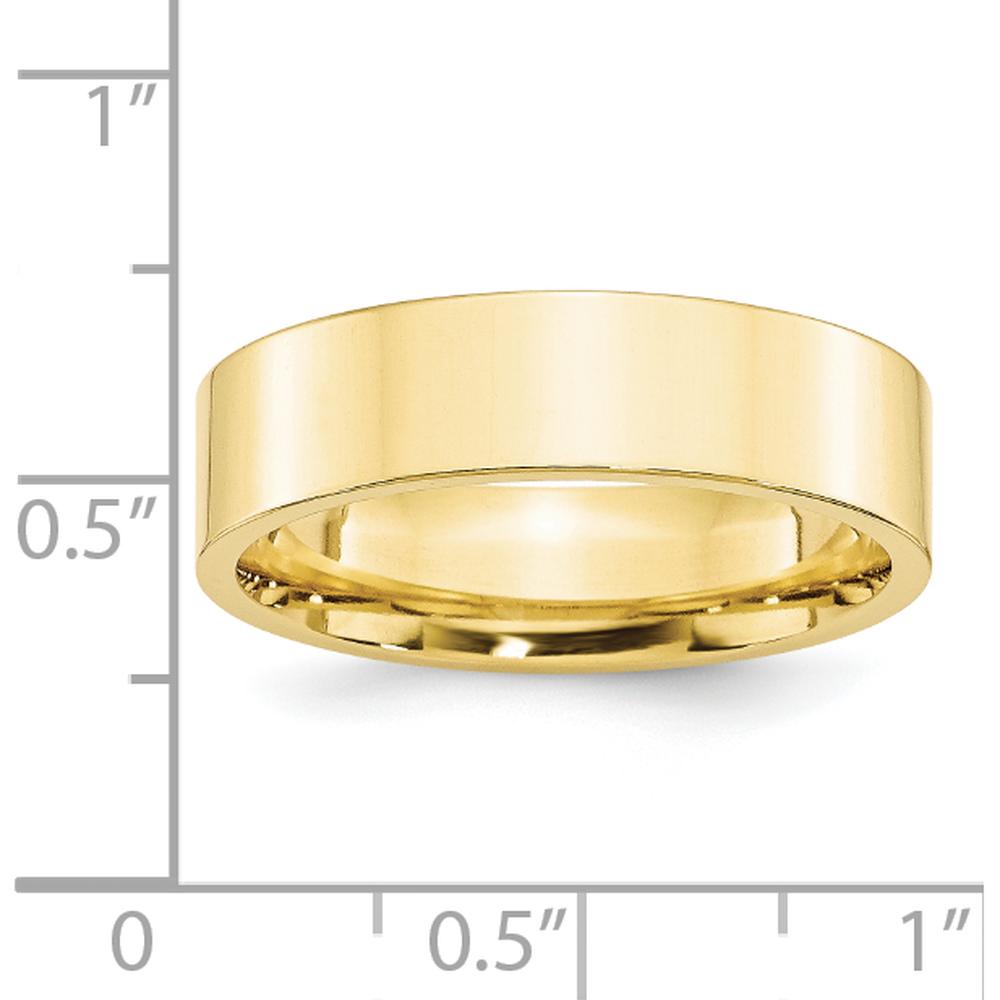 10K Yellow Gold 6mm Standard Weight Flat Comfort Fit Wedding Band - Size 7