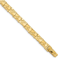 10K Yellow Gold 7.0mm Nugget Chain Bracelet - Solid Textured Design