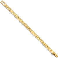 10K Yellow Gold 7.0mm Nugget Chain Bracelet - Solid Textured Design