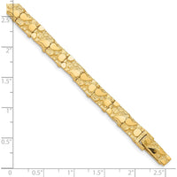 10K Yellow Gold 7.0mm Nugget Chain Bracelet - Solid Textured Design