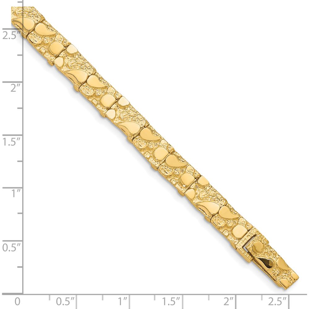 10K Yellow Gold 7.0mm Nugget Chain Bracelet - Solid Textured Design