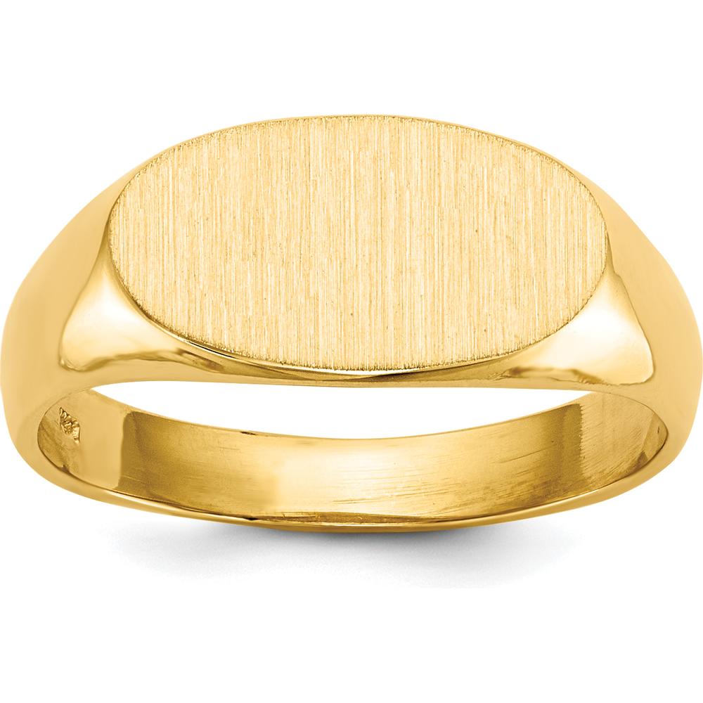 10K Yellow Gold 7.0x13.5mm Open Back Signet Ring - Polished & Brushed Finish