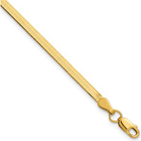 10K Yellow Gold 7" 2.5mm Polished Herringbone Chain Bracelet