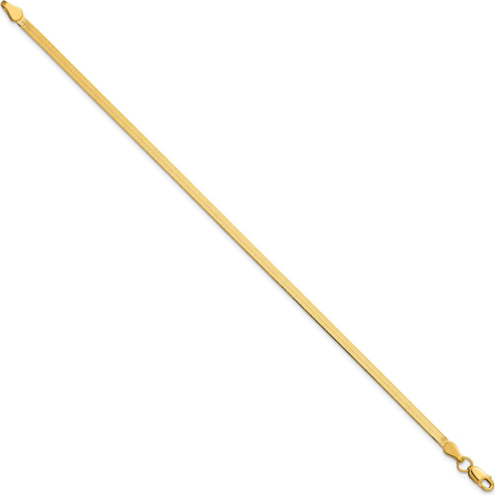10K Yellow Gold 7" 2.5mm Polished Herringbone Chain Bracelet