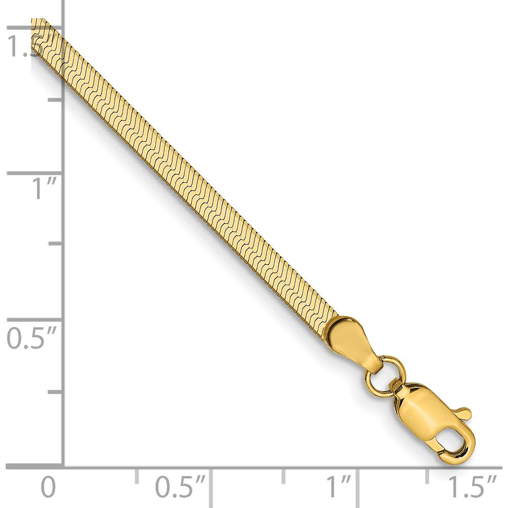 10K Yellow Gold 7" 2.5mm Polished Herringbone Chain Bracelet