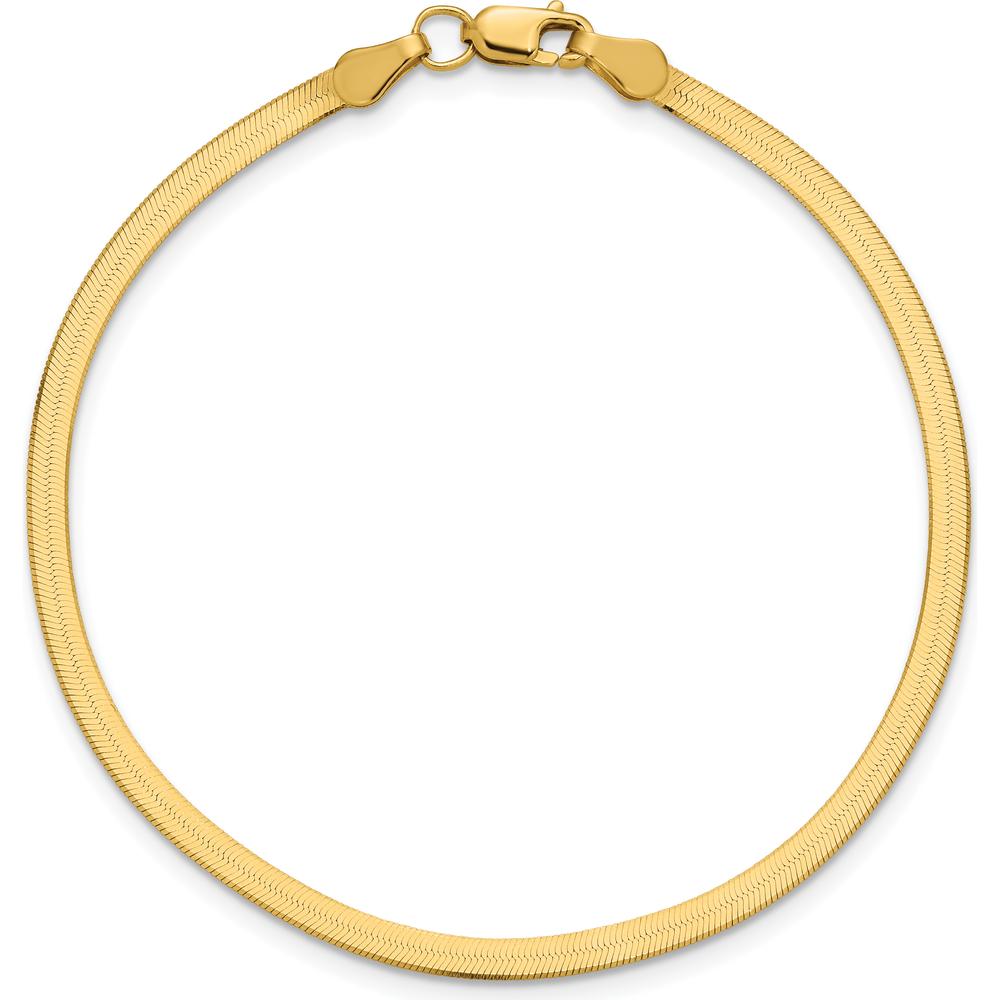 10K Yellow Gold 7" 2.5mm Polished Herringbone Chain Bracelet