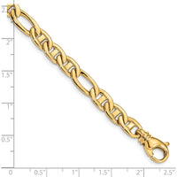 10K Yellow Gold 7.25" Hand-Polished 6.5mm Solid Anchor Chain Bracelet with Lobster Clasp