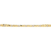 10K Yellow Gold 7.25 Inch Interlocking Leaf Bracelet with Prong-Set Round Diamonds - 0.28 Carat Total Diamond Weight