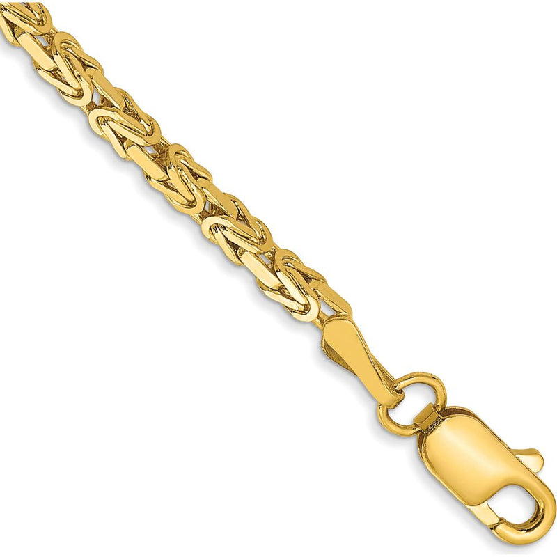 10K Yellow Gold 7" 2mm Byzantine Chain Bracelet - Polished Finish