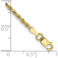 10K Yellow Gold 7" 2mm Diamond-Cut Rope Bracelet with Lobster Clasp