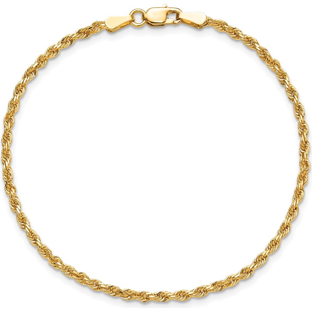 10K Yellow Gold 7" 2mm Diamond-Cut Rope Bracelet with Lobster Clasp