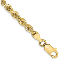 10K Yellow Gold 7" 3.5mm Diamond-Cut Rope Chain Bracelet with Lobster Clasp