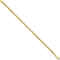 10K Yellow Gold 7" 3.5mm Diamond-Cut Rope Chain Bracelet with Lobster Clasp