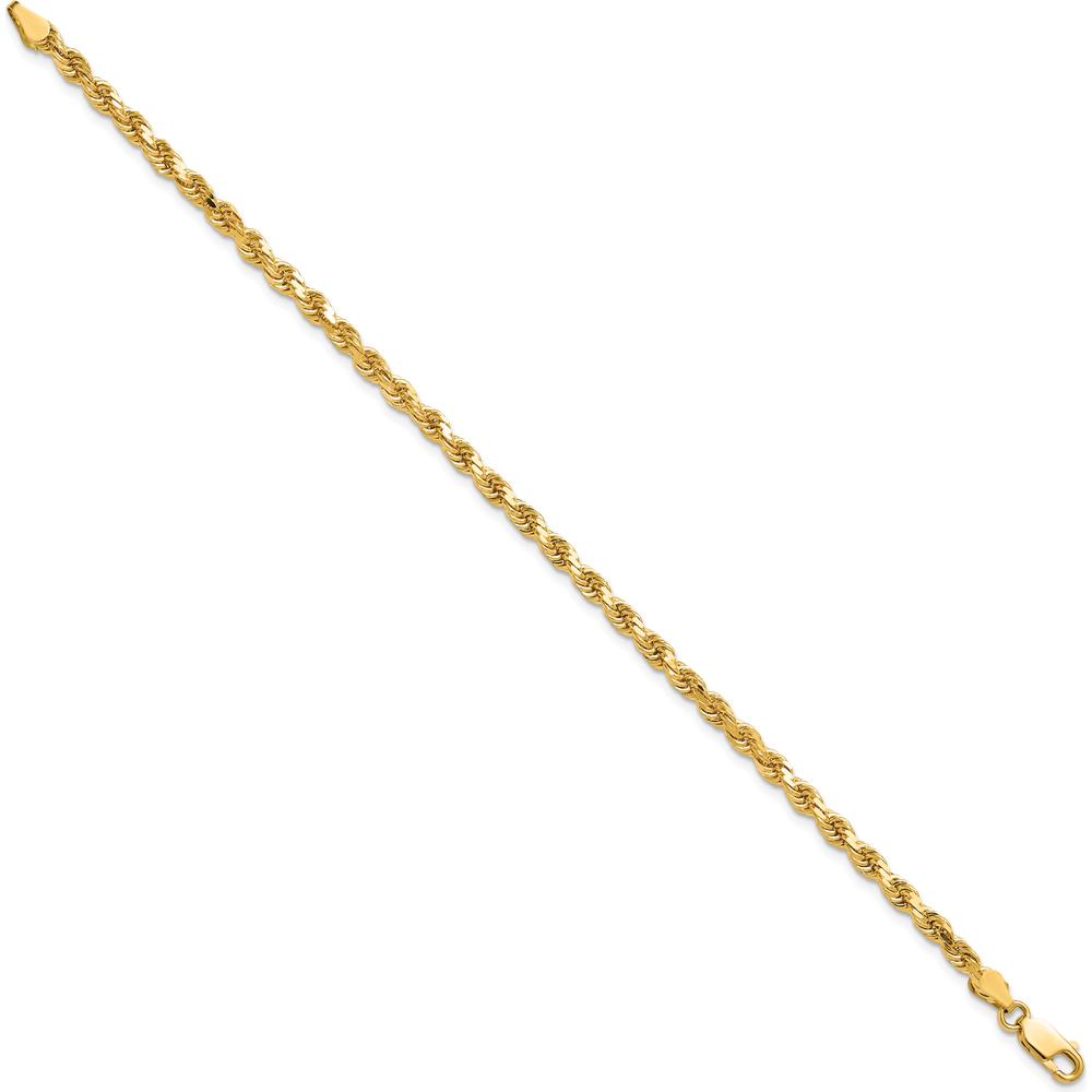 10K Yellow Gold 7" 3.5mm Diamond-Cut Rope Chain Bracelet with Lobster Clasp