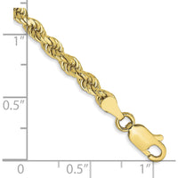 10K Yellow Gold 7" 3.5mm Diamond-Cut Rope Chain Bracelet with Lobster Clasp