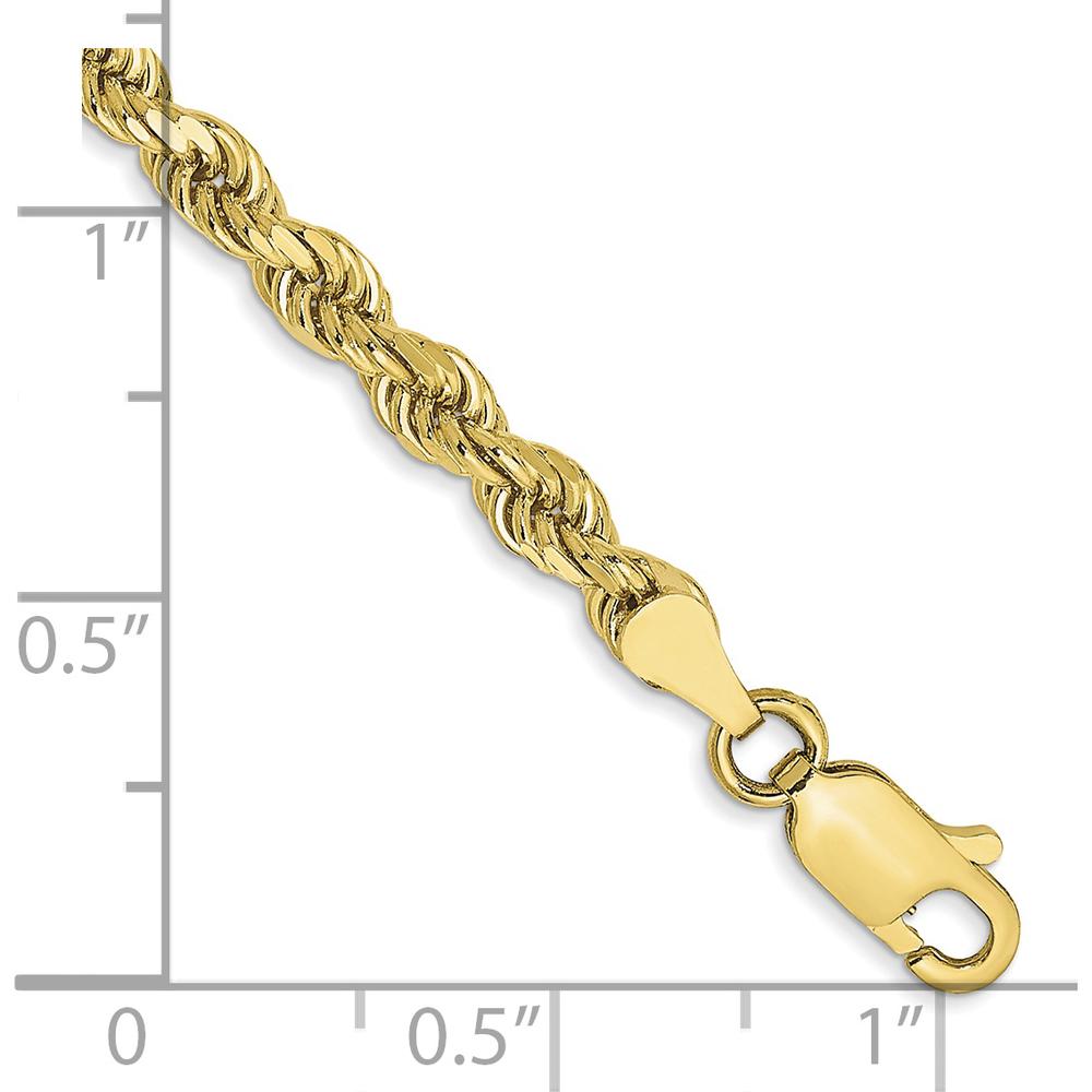 10K Yellow Gold 7" 3.5mm Diamond-Cut Rope Chain Bracelet with Lobster Clasp