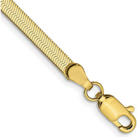 10K Yellow Gold 7" 3mm Herringbone Chain Bracelet - Polished Finish