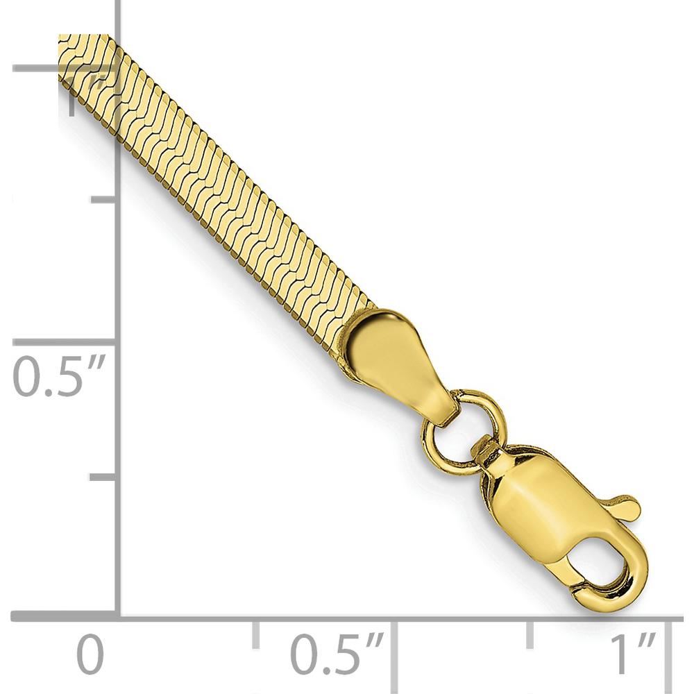 10K Yellow Gold 7" 3mm Herringbone Chain Bracelet - Polished Finish