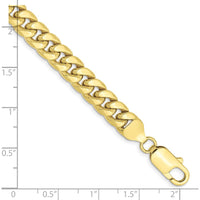 10K Yellow Gold 7.3mm Miami Cuban Chain Bracelet - Semi-Solid Design